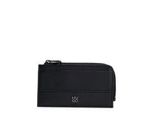 HUGO Kartenetui aus Leder mit Stack-Logo - Style Quantic_NEW Zip Card, 50558571 Schwarz ONESI