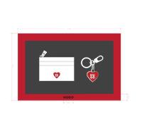 Hugo Kartenetui / Schlüsselanhänger Geschenkset, Schwarz-Rot