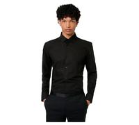 HUGO Herren Hemd C-Jenno – Slim Fit, bügelleichte Baumwoll-Popeline, Langarm – Schwarz 45
