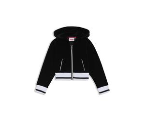HUGO Kids-Hoodie aus Samt mit Reißverschluss und gestreiften Rippbündchen - Style G00500/09B04A, G00500 Schwarz 138