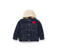 HUGO Kids-Jacke aus Denim mit abnehmbarer Fleece-Kapuze - Style G00158/Z0908A, G00158 Dunkelblau 162
