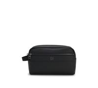 HUGO Kulturbeutel aus genarbtem Kunstleder mit Stack-Logo-Detail - Style Quantic_Washbag, 50552293 Schwarz ONESI