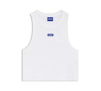 HUGO Tanktop Baby Tank_B kurz geschnitten, Stretch-Baumwolle, weiß L, mit blauem Logo-Label