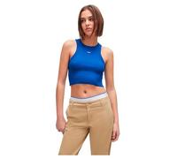 HUGO Kurz Geschnittenes Tanktop Aus Stretch-Baumwolle Mit Blauem Logo-Label
