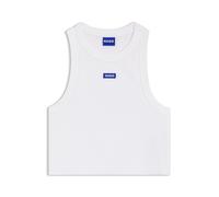 HUGO Tanktop Baby Tank_B kurz geschnitten, Stretch-Baumwolle, weiß L, mit blauem Logo-Label