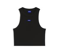 HUGO Crop-Tanktop Baby Tank_B 50511450 – Stretch-Baumwolle, blaues Logo-Label – Schwarz L