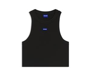 HUGO Kurz geschnittenes Tanktop aus Stretch-Baumwolle mit blauem Logo-Label - Style Baby Tank_B, 50511450 Schwarz S