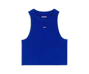 HUGO Kurz geschnittenes Tanktop aus Stretch-Baumwolle mit blauem Logo-Label - Style Baby Tank_B, 50511450 Blau M