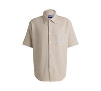HUGO Kurzarm-Hemd aus Baumwoll-Mix mit Waffelstruktur - Style Ebronn, 50540316 Hellbeige M