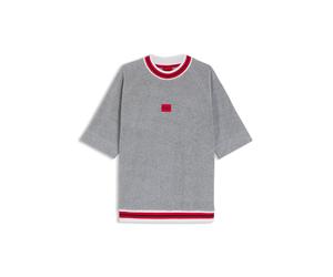 HUGO Kurzarm-Sweatshirt mit kontrastfarbenen Details - Style JAXON_S/s sweatshirt, 50545236 Grau S