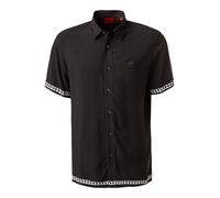 HUGO Kurzarmhemd Herren Kurzarm Viskose schwarz, S