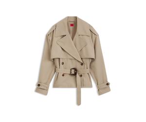 HUGO Kurze Trench-Jacke aus Baumwolle und Leinen - Style Aclunda-1-W, 50557208 Beige 40