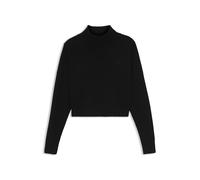 HUGO Kurzer Rollkragenpullover mit Happy HUGO Logo-Stickerei - Style Sesty_B, 50522508 Schwarz L