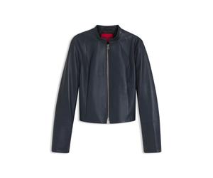 HUGO Lässige Slim-Fit Lederjacke mit Stehkragen - Style Lasari, 50555743 Dunkelblau S