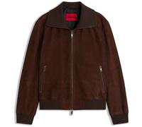HUGO Jacke aus Veloursleder mit Rippbündchen aus Stretch-Baumwolle - Style Laines, 50567441 Braun M