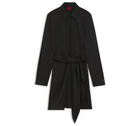 HUGO Langarm-Wickelkleid aus Satin mit Stacked-Logo - Style Kilanda, 50569295 Schwarz 34
