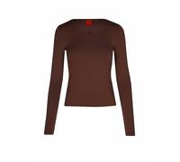 HUGO Slim Fit Langarmshirt aus Stretch Jersey Modell 'DASIIA' in Schoko, Größe S