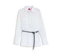 HUGO Lange Slim-Fit Bluse mit Kunstledergürtel - Style Everlee, 50543364 Weiß 38