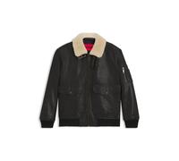 HUGO Lederjacke im Aviator-Stil mit Kragen in Fell-Optik - Style Loran, 50521030 Dunkelbraun M