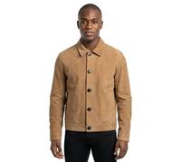 HUGO Jacke aus Veloursleder mit abgestepptem Detail an der Brusttasche - Style Ligor, 50564061 Beige XL