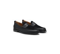 HUGO Loafer aus genarbtem Leder mit Schuhblatt aus Veloursleder - Style Varian_loaf_tbsd, 50568878 Schwarz 45