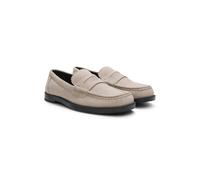 HUGO Loafer aus Veloursleder mit Logo am Pennyloafer-Besatz - Style Liora_Loafer_sd, 50563669 Hellbeige 41