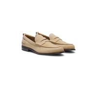 HUGO Loafer aus Veloursleder mit Pennyloafer-Besatz - Style Varian_loaf_sdzz, 50563464 Hellbeige 42