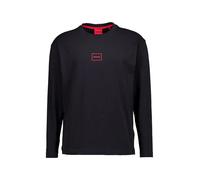 HUGO Longsleeve Herren Rundhals Jersey-Baumwolle schwarz, L