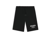Sweatshorts HUGO BLUE "Nomario", Herren, Gr. M, N-Gr, schwarz (schwarz005), Sweatware, Obermaterial: 100% Baumwolle, unifarben, casual, regular fit kniefrei, Hosen, mit großem Druck (94280752-M) schwa