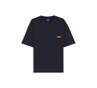 HUGO Loose-Fit T-Shirt aus Baumwolle mit Logo-Patch aus Veloursleder - Style Nevado, 50564045 Dunkelblau M