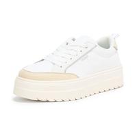 HUGO Lyssa Damen Plateau-Sneaker mit niedrigem Profil, Beach Sand/Weiß, 36 EU
