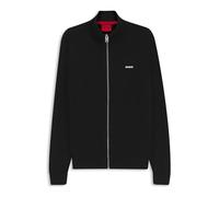 HUGO Slim-Fit Strickjacke aus Baumwolle mit Logo-Detail - Style San Jacomo-C, 50553606 Schwarz M