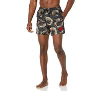 HUGO Mens Seasonal Print Swim Trunks, Burnt Olive Flower, Small US