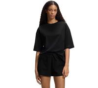 Pyjama HUGO UNDERWEAR "MESH LOGO SHORT-SET", Damen, Gr. L, schwarz 001, Jersey, Obermaterial: 95% Baumwolle, 5% Elasthan, unifarben, relaxed fit kurz, Rundhals, weit abgesteppte Kante, Homewear-Sets P