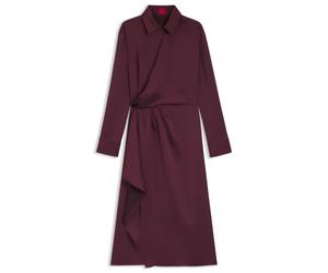 HUGO Midikleid aus Satin mit Drapierung - Style Kreli-1, 50553536 Bordeaux 34