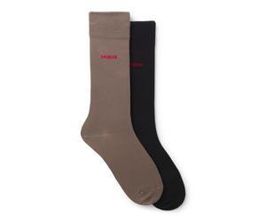 HUGO Mittelhohe Socken mit Logos im Zweierpack - Style 2P RS UNI CC, 50468099 Braun / Schwarz 39-42