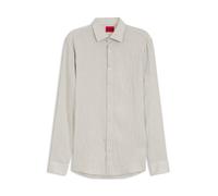 HUGO Modern-Fit Hemd aus Seersucker mit Streifen-Dessin - Style Valerio, 50566499 Beige gestreift 37