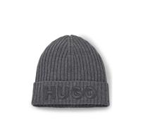 HUGO Mütze aus Schurwolle mit Logo-Stickerei - Style Unisex-X565-7, 50527804 Dunkelgrau ONESI