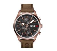 HUGO Multi Zifferblatt Quarz Uhr für Herren Kollektion #Chase mit Braunes Lederarmband - 1530162