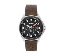 HUGO Multi Zifferblatt Quarz Uhr für Herren Kollektion #Fresh mit Braunes Lederarmband - 1530285