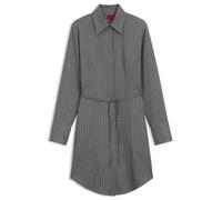 HUGO Nadelstreifen-Midi-Blusenkleid mit Gürtel und breiten Manschetten - Style Kosmena, 50569296 Grau gemustert 42