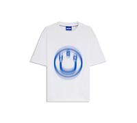 HUGO All-gender T-Shirt mit Blurred-Logo-Print - Style Nalax, 50543493 Weiß XL