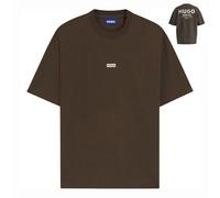 Hugo Blue Oversized T-Shirt aus reiner Baumwolle Modell 'NALONO' in Dunkelbraun, Größe M