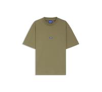 T-Shirt HUGO BLUE "Nieros", Herren, Gr. L, open grün345, Single Jersey, Obermaterial: 100% Baumwolle, casual, regular fit hüftlang, Rundhals, Kurzarm eingesetzt normaler Saum, Shirts, mit Logo-Patch (