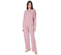 Pyjama HUGO UNDERWEAR, Damen, Gr. L, rosa, Obermaterial: 93% Baumwolle, 7% Elasthan, unifarben, regular fit lang, Rundhals, Langarm Bündchen, Homewear-Sets, Rundhalsausschnitt, Regular fit, Logo-Label