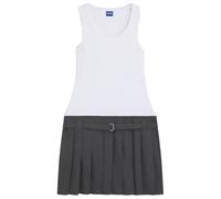 Minikleid HUGO BLUE "Norila", Damen, Gr. M (38), N-Gr, weiß (weiß 100), Jersey, Obermaterial: 96% Baumwolle, 4% Elasthan, casual, mini, tiefer Rundhals, ohne Ärmel, Kleider, Slim Fit, mit plissiertem