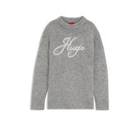 HUGO Oversize-fit alpaca-blend sweater with script logo - Style Sloguinny, 50569398 Grau S