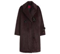 HUGO Oversize-Fit Mantel aus Kunstfell mit Pailletten-Details - Style Minte-1, 50569011 Dunkelbraun 38