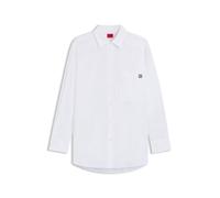 HUGO Oversized Bluse aus Baumwoll-Canvas mit Logo-Stickerei - Style The Oversize Shirt, 50515741 Weiß 40