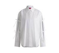 HUGO Oversized Bluse aus Baumwolle mit Schleifen am Ärmel - Style Evangelina, 50538440 Weiß 38